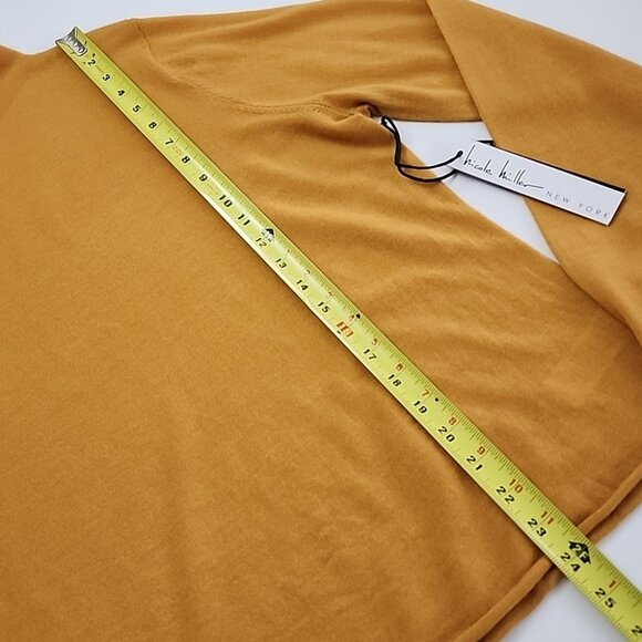 Nicole Miller Women's 100% Extra Fine Merino Wool Mock Neck Mustard Top Size XL - Picture 8 of 8